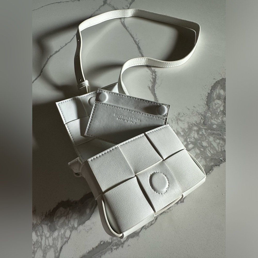 Bottega Veneta Mini Cassette Crossbody Bag White